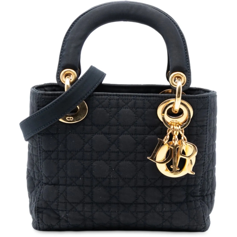 Christian Dior Schultertasche Mini Nylon Cannage Lady Dior schwarz