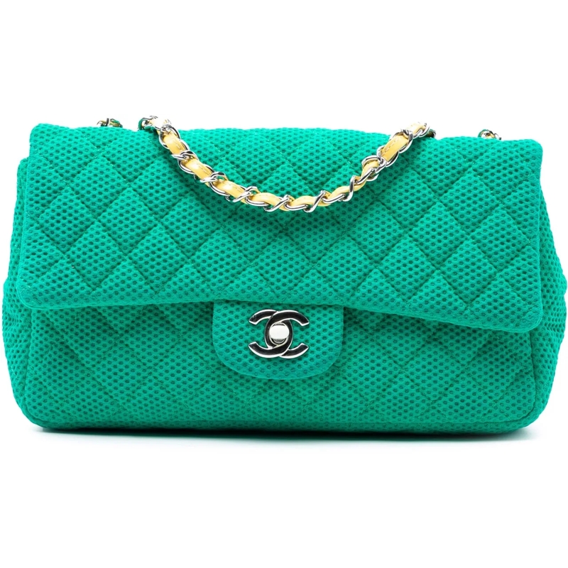Chanel Sac à bandoulière Medium Classic Mesh Single Flap grün