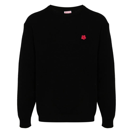 Kenzo Pullover Black Wool Logo Sweater Black