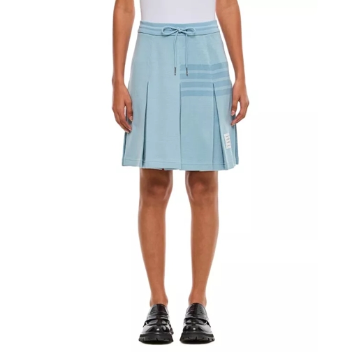 Thom Browne Box Pleat Skirt In Double Face Knit Blue 