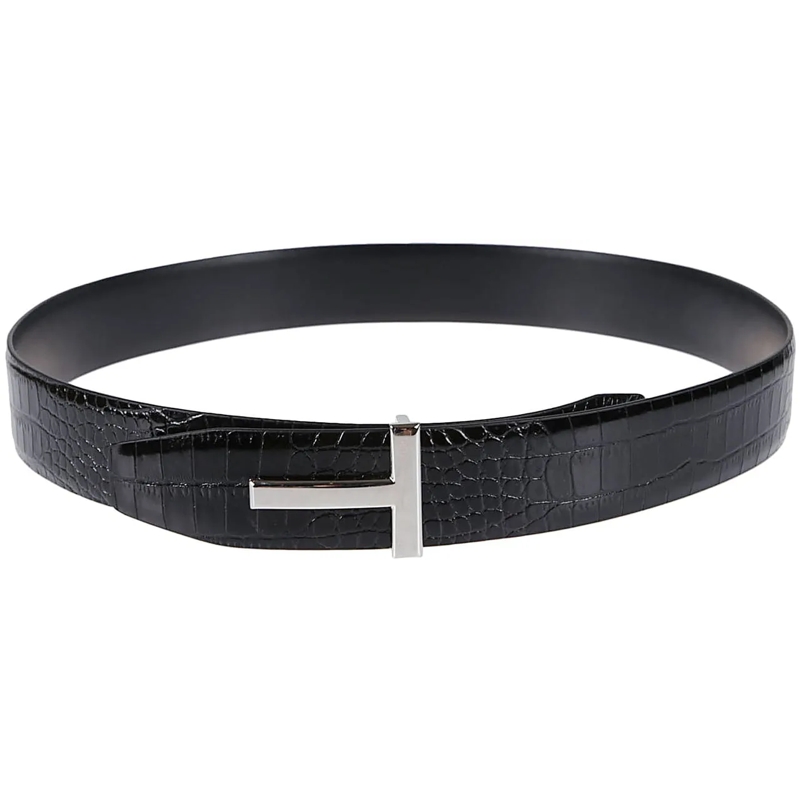 Tom Ford Ceinture en cuir T Buckle Reversible Belt Black schwarz