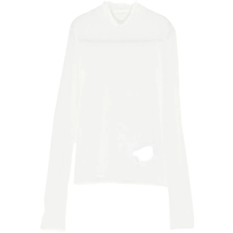 Jil Sander T-shirt Top High Neck Long Sleeve White weiß