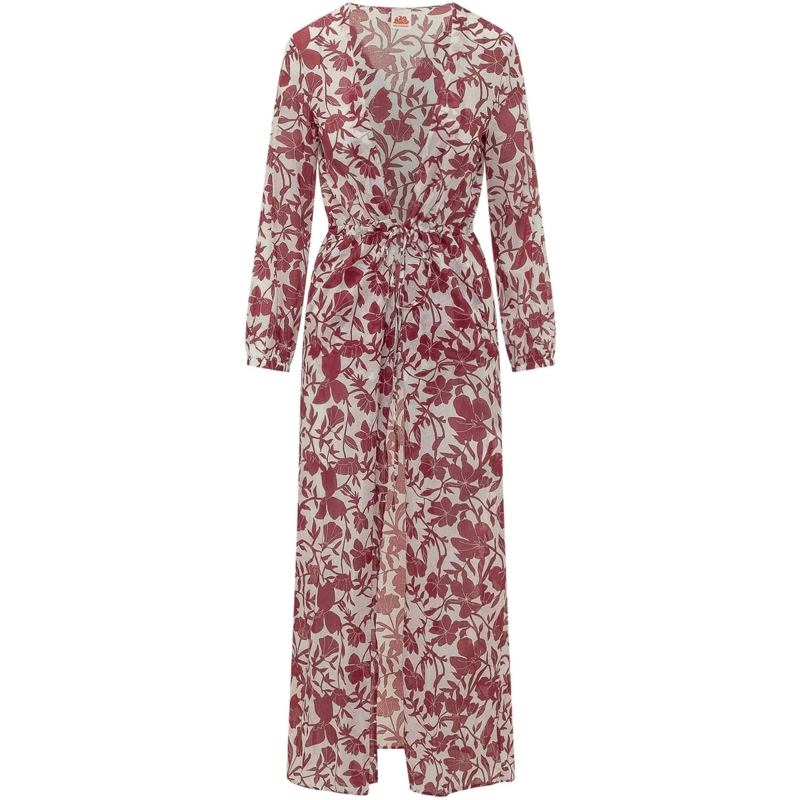 SUNDEK Maxikleid Abito Lungo con Stampa Floreale weiß