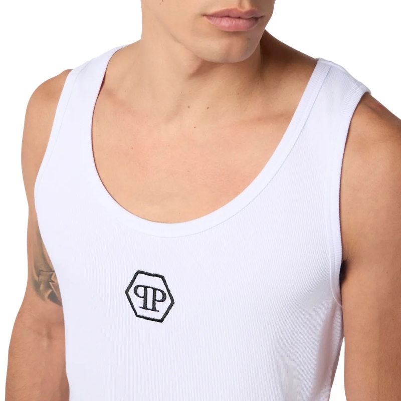 Philipp Plein Top Cotton Tank Top Hexagon weiss(Image 5)