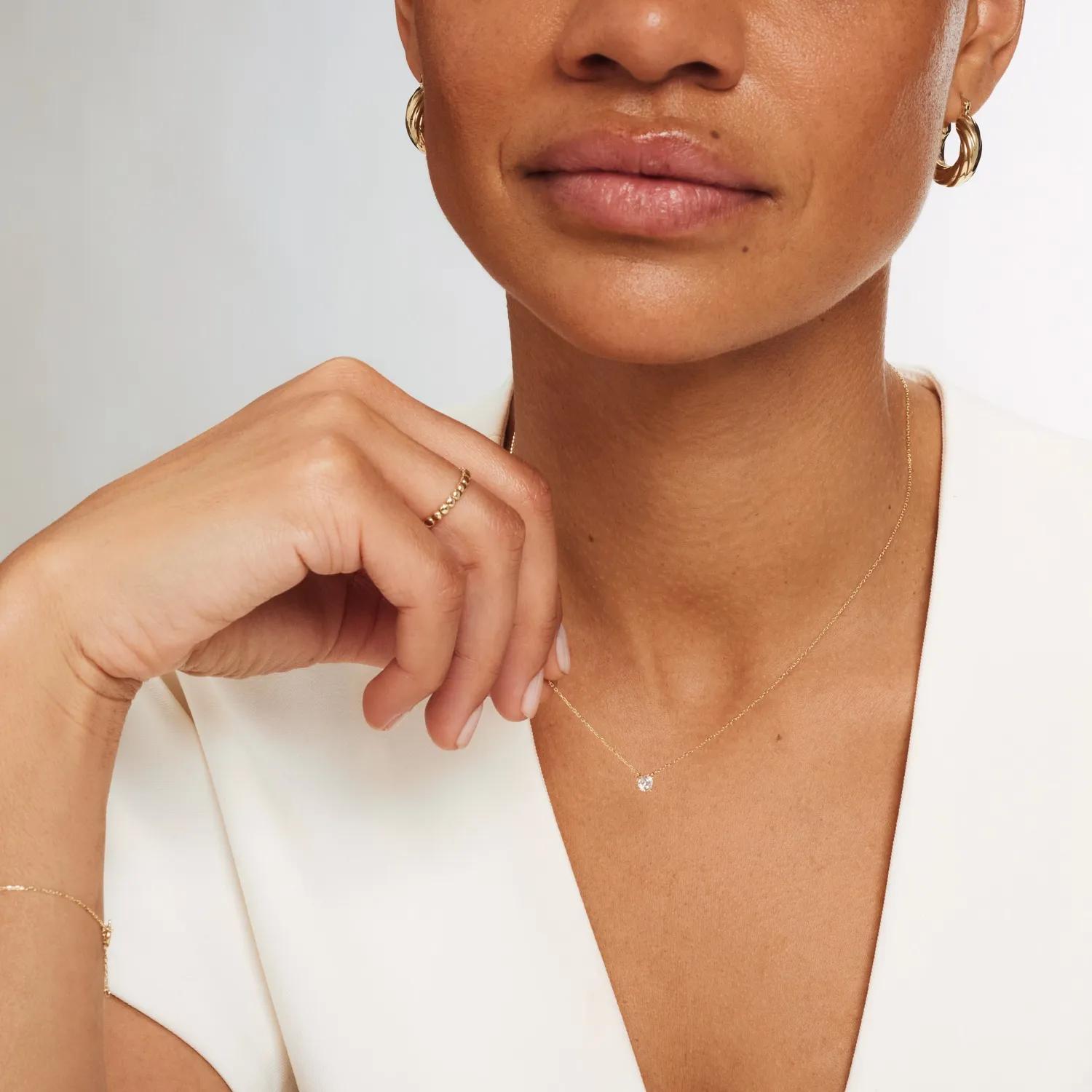 Thumbnail - Isabel Bernard Halskette - Le Marais Garance 14 Karat Necklace With Zirconia - Gr. unisize - in Gold - für Damen