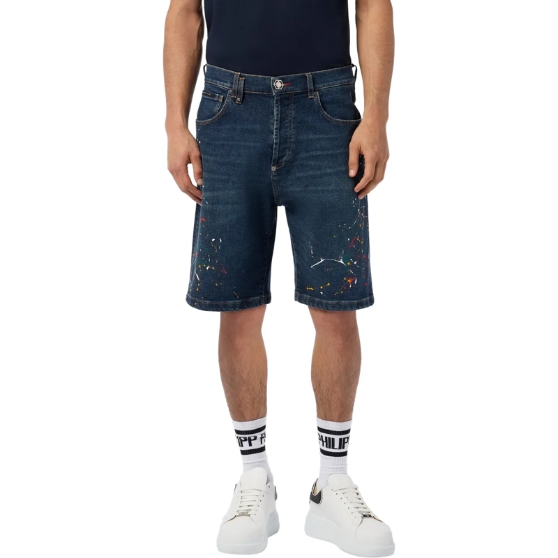 Philipp Plein Shorts Denim Shorts Paint blau(Image 3)