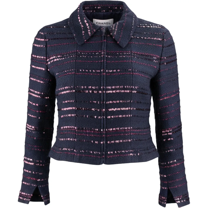 Chanel Übergangsjacke Chanel Limited Runway Pailetten Jacket (D34 / FR36 blau