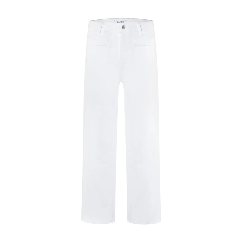 Cambio Jeans Tess pocket cropped modern white fringed