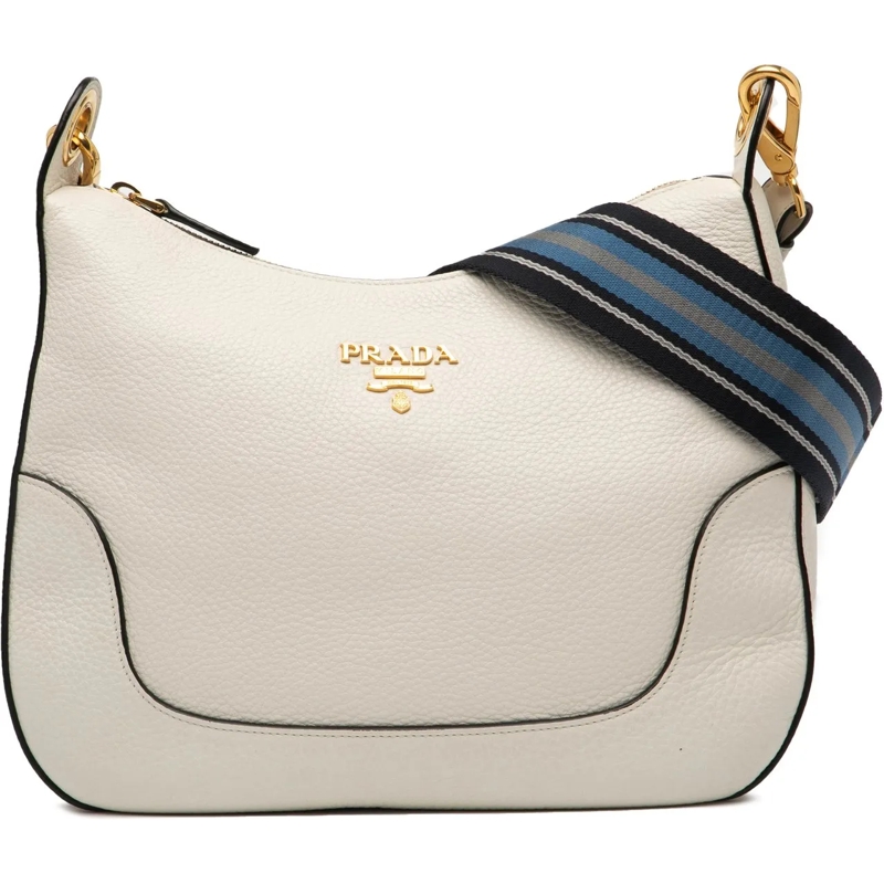 Prada Schultertasche Vitello Phenix Crossbody weiß