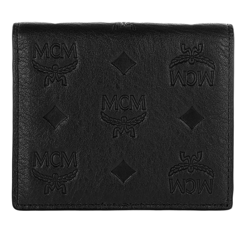 MCM Klara Leather Fold Mini Flat Black Portefeuille à rabat