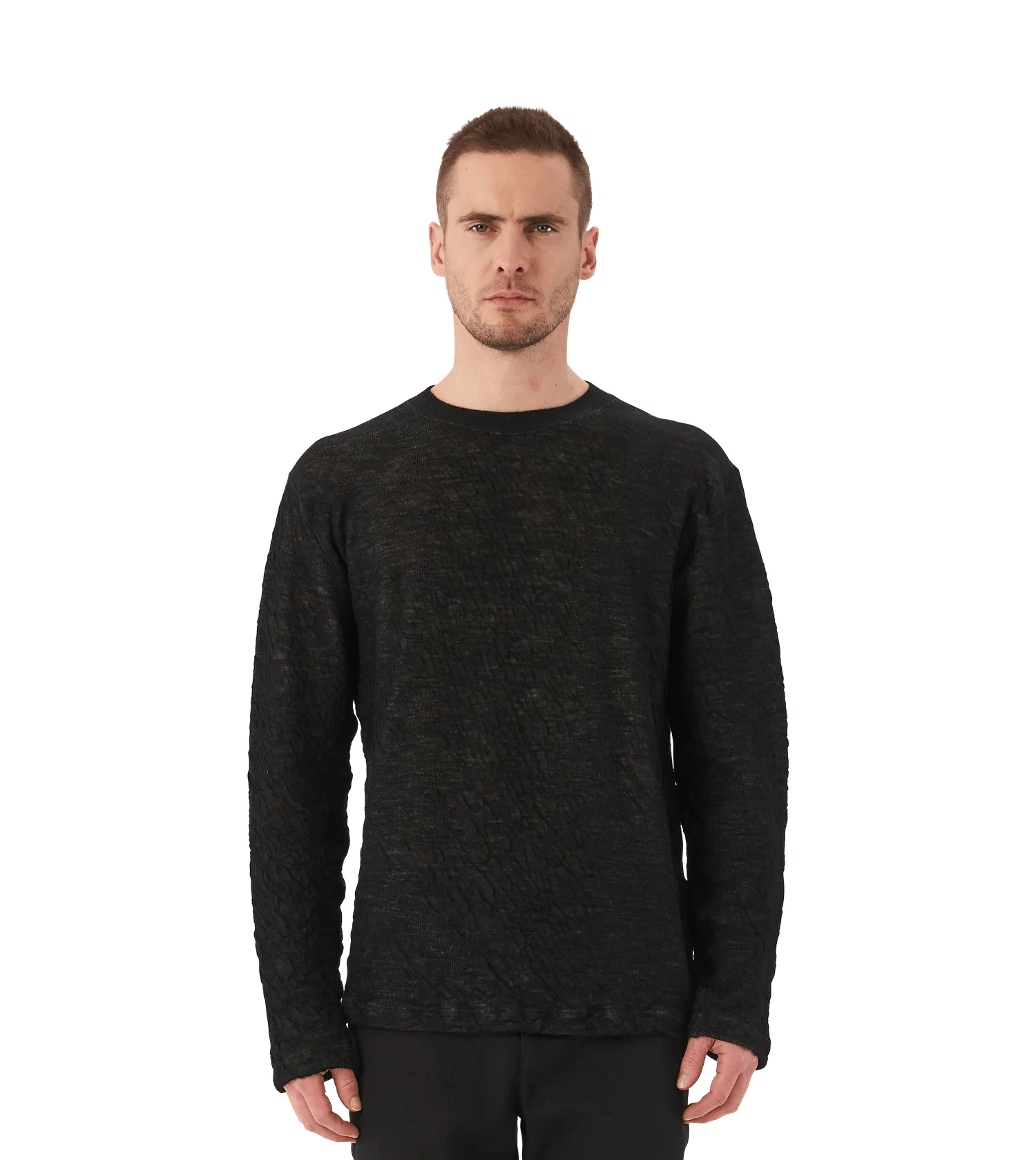 Transit - Melierter Pullover mit Knitterdetails - Größe S - schwarz