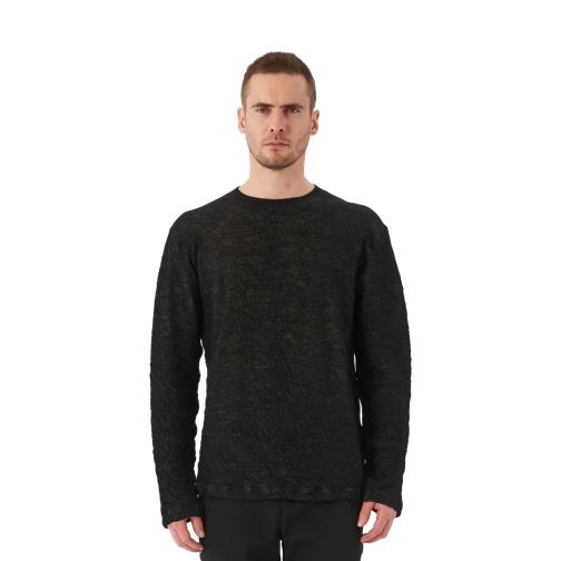 Transit Trui Melierter Pullover mit Knitterdetails U310 BLACK U310 BLACK