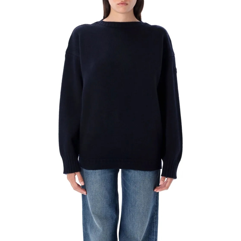 Chloé Trui Navy Wool-Cashmere Blend Oversized Jumper Black