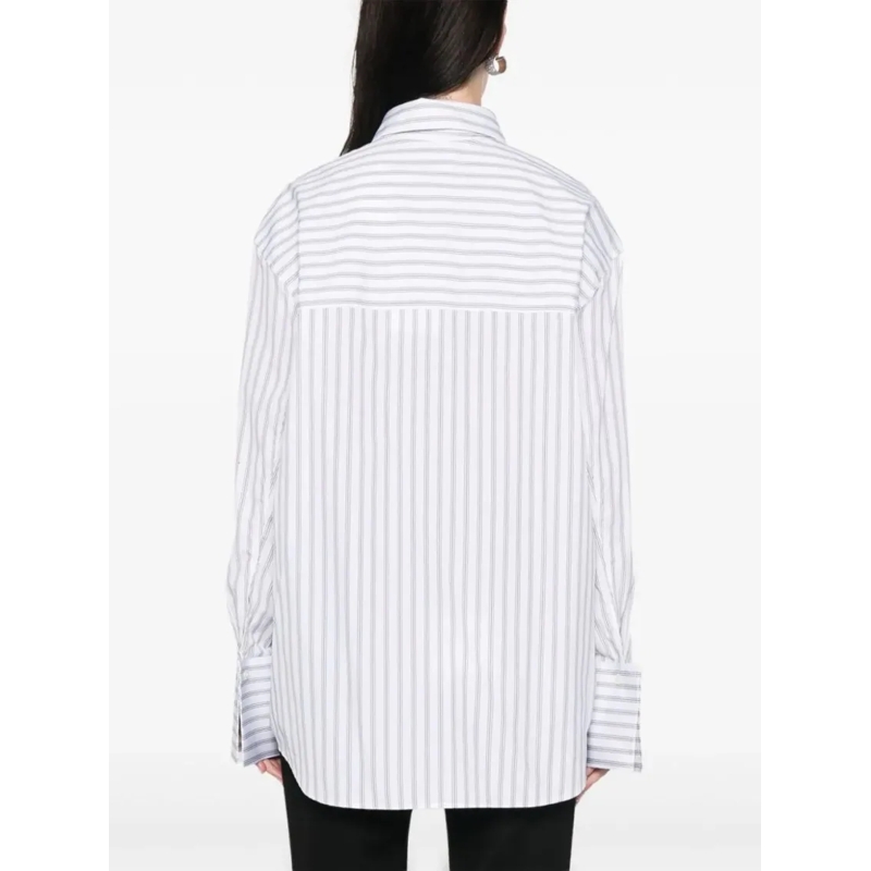 Róhe Hemd White/Black Striped Shirt White (Image 4)