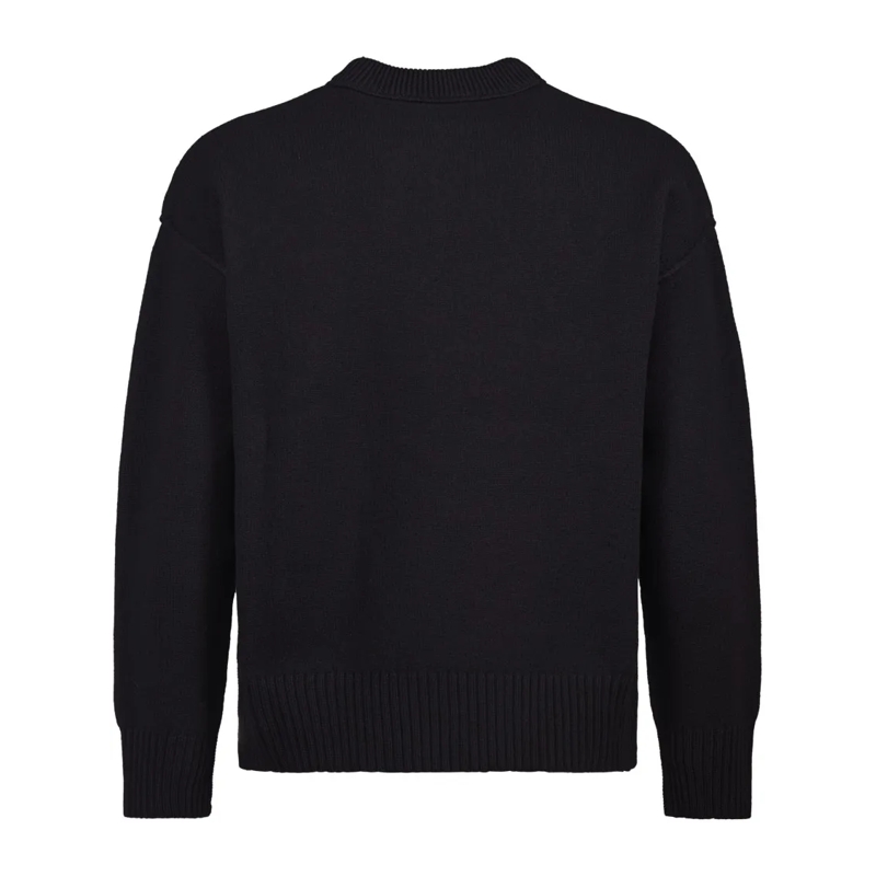 AMI Paris Pullover Felted Wool Sweater With Heart And Logo Detail Black(Image 2)