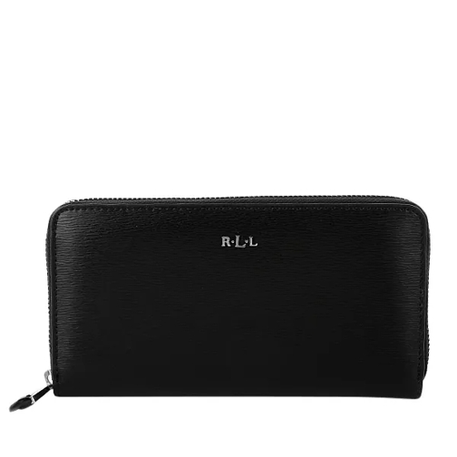 Lauren Ralph Lauren Zip Wallet Leather_ Black Portemonnaie mit Zip-Around-Reißverschluss