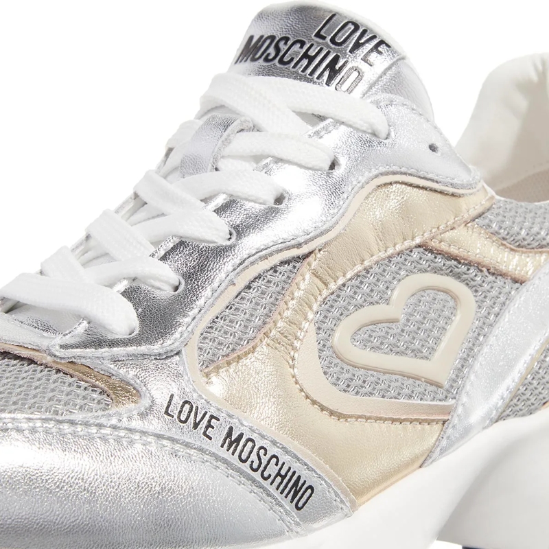 Love Moschino Low-Top-Sneaker Sneakers Donna Argento+Argento+Platino+Beige(Image 4)
