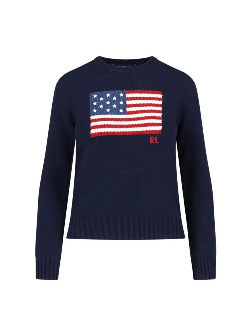 Thumbnail - Polo Ralph Lauren - Flag Sweater – Navy - Größe L - blau