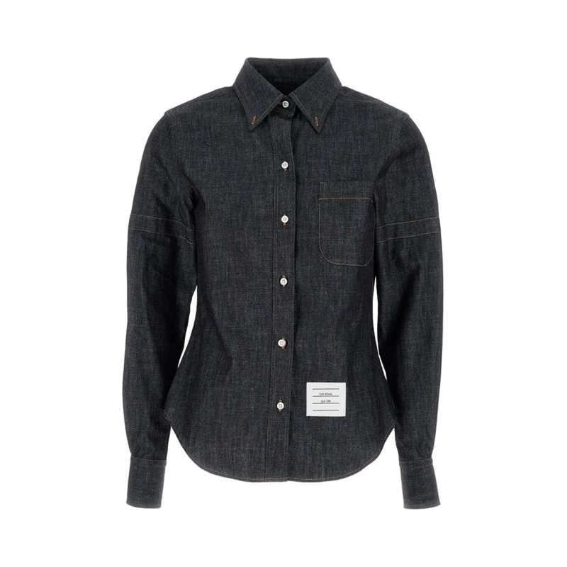 Thom Browne Overhemd Classic Long Sleeve Denim Shirt Black