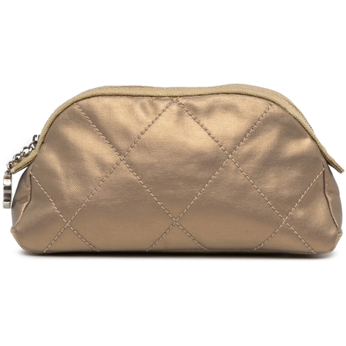 Chanel Pochette 2006-2008 Paris Biarritz Quilted Metallic Coated C gold