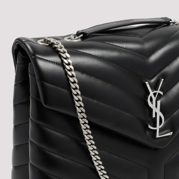 Ysl loulou medium black on black sale