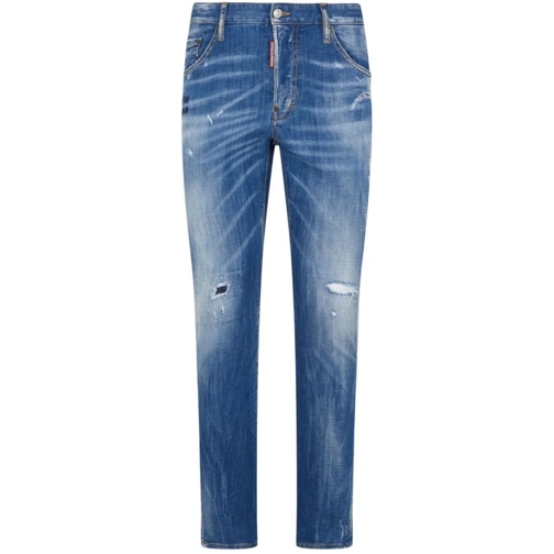 Dsquared2 Jeans Indigo Blue Washed Cotton Denim Jeans Blue