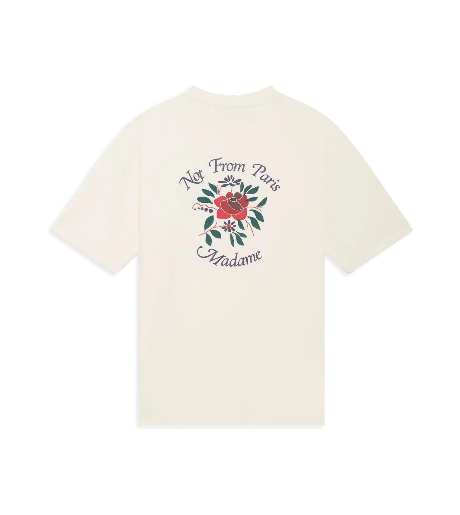 Drôle De Monsieur - T-Shirt Slogan-Fleurs-Print - Größe L - creme