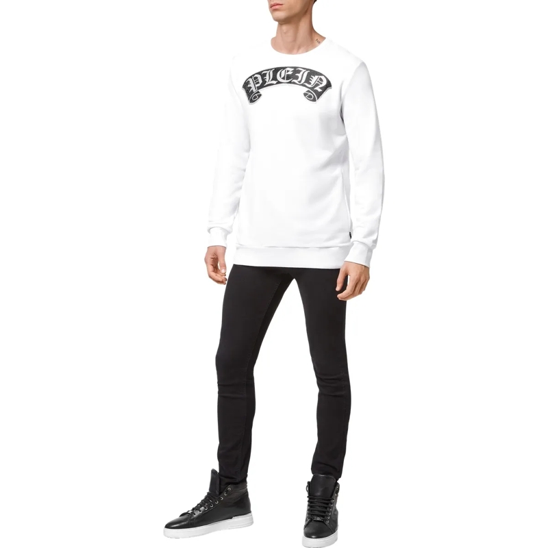 Philipp Plein Top Sweatshirt Gothic Plein Mit Schmucksteinen weiss(Image 4)
