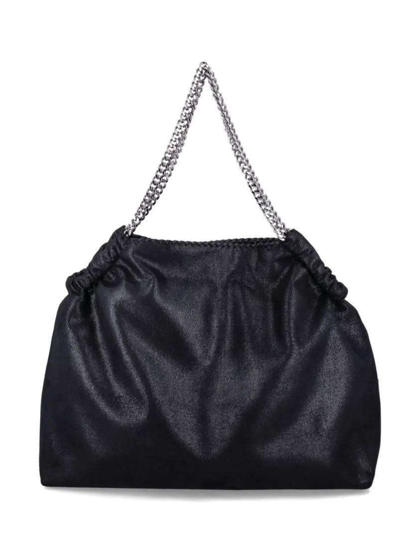 Stella Mccartney Crossbody bags Soft Textured Black Bag With Chain-Link Handles in zwart