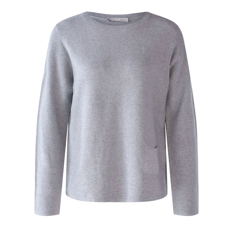 Oui Pullover Pullover KEIKO hell-grau