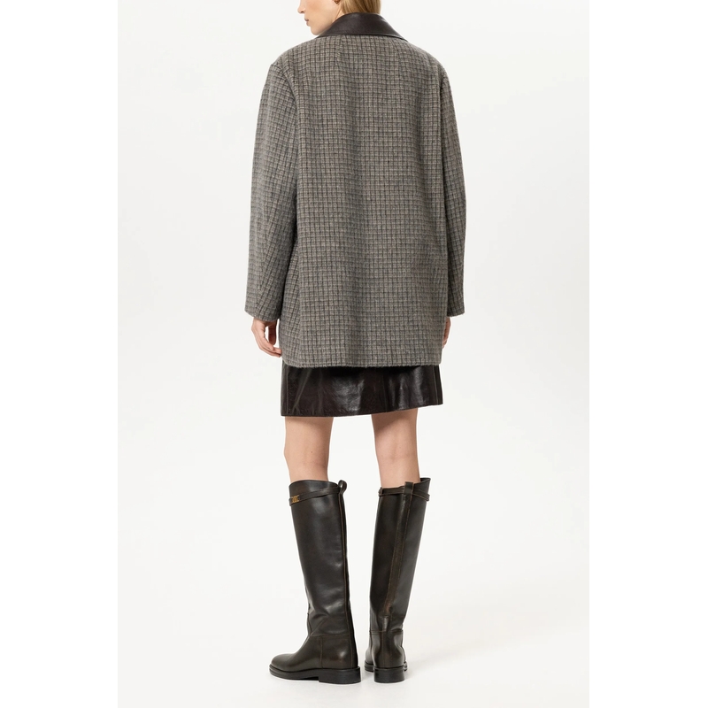 Luisa Cerano Mantel Karo-Kurzmantel aus Woll-Mix heather grey(Image 4)