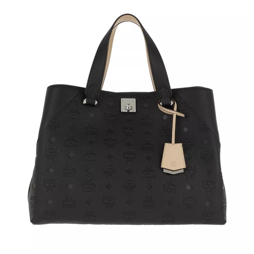 MCM Essential Monogrammed Leather Tote Large Black Fourre-tout