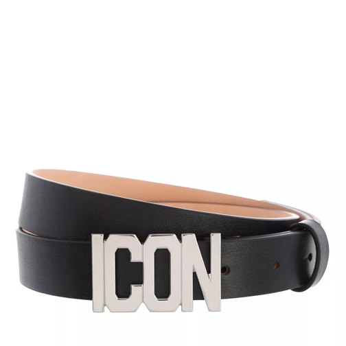 Dsquared2 Icon Belt Leather Black Silver Cintura in pelle