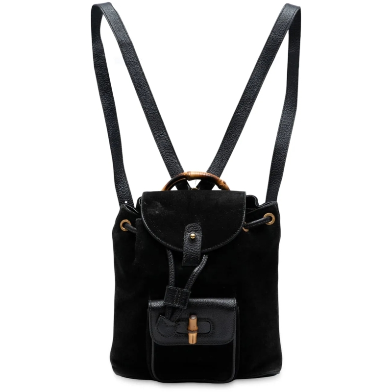 Gucci Sac à dos Suede Bamboo Backpack schwarz