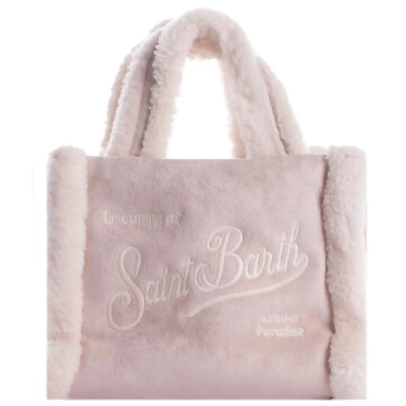 Mc2 Saint Barth Fourre-tout Compact Shearling Belt Bag With Minimalist Design Neutrals