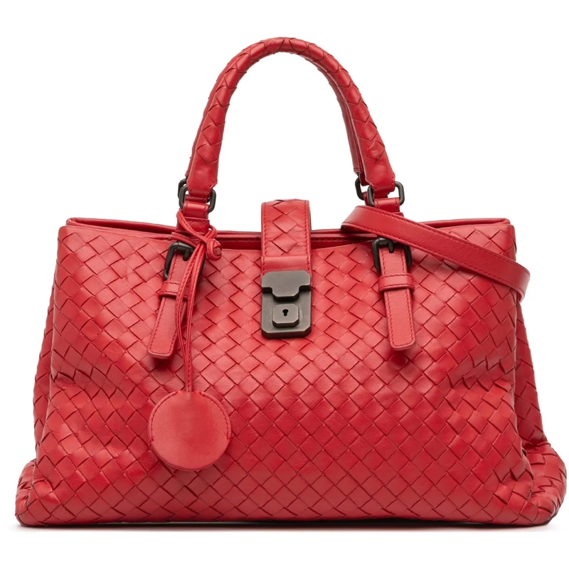 Bottega Veneta Schultertasche Small Nappa Intrecciato Roma Satchel rot