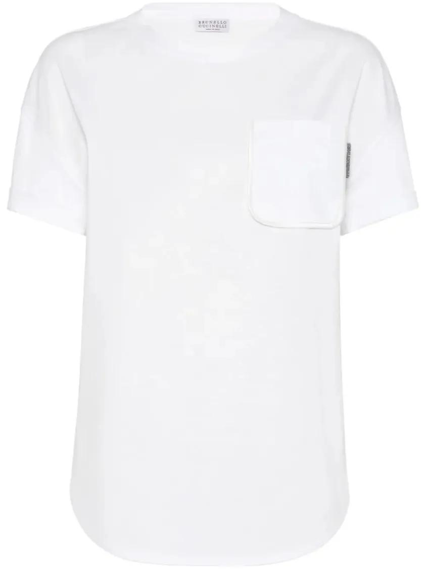 Thumbnail - Brunello Cucinelli - Relaxed-Fit White Cotton T-Shirt With Chest Pocket - Größe L - white
