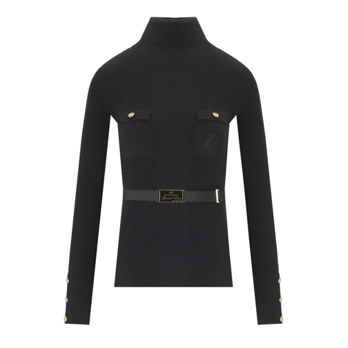 Elisabetta Franchi  ELISABETTA FRANCHI SCHWARZER PULLOVER MIT HOHEM KR schwarz