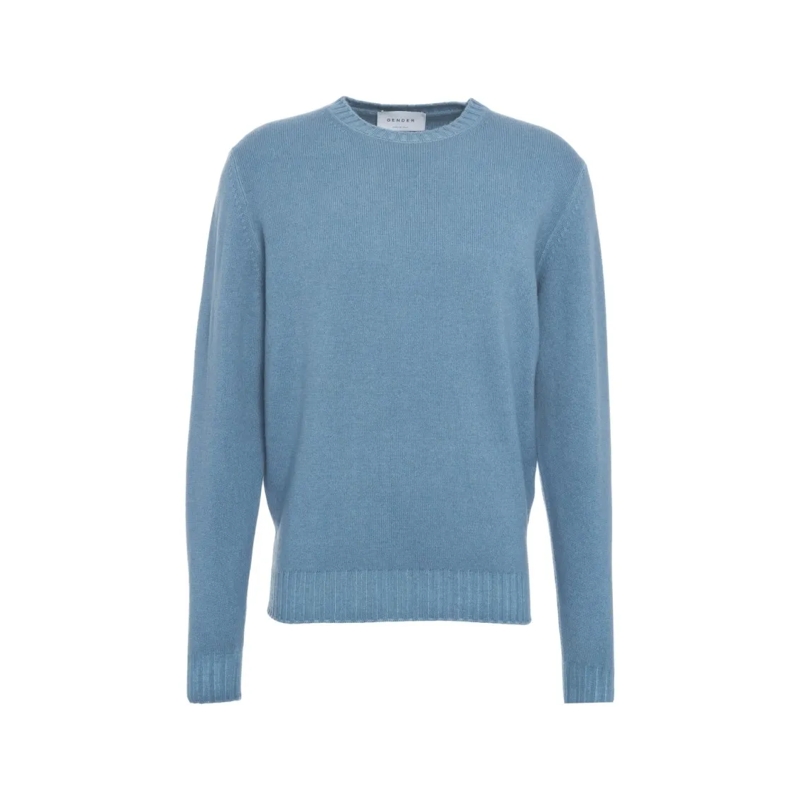 Gender Pull Classic Round Neck Men's Sweater With Fine Knit Fa Blue