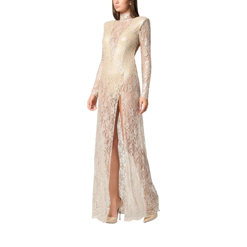 Philipp Plein Maxikleid Lace Long Dress rose(Image 5)