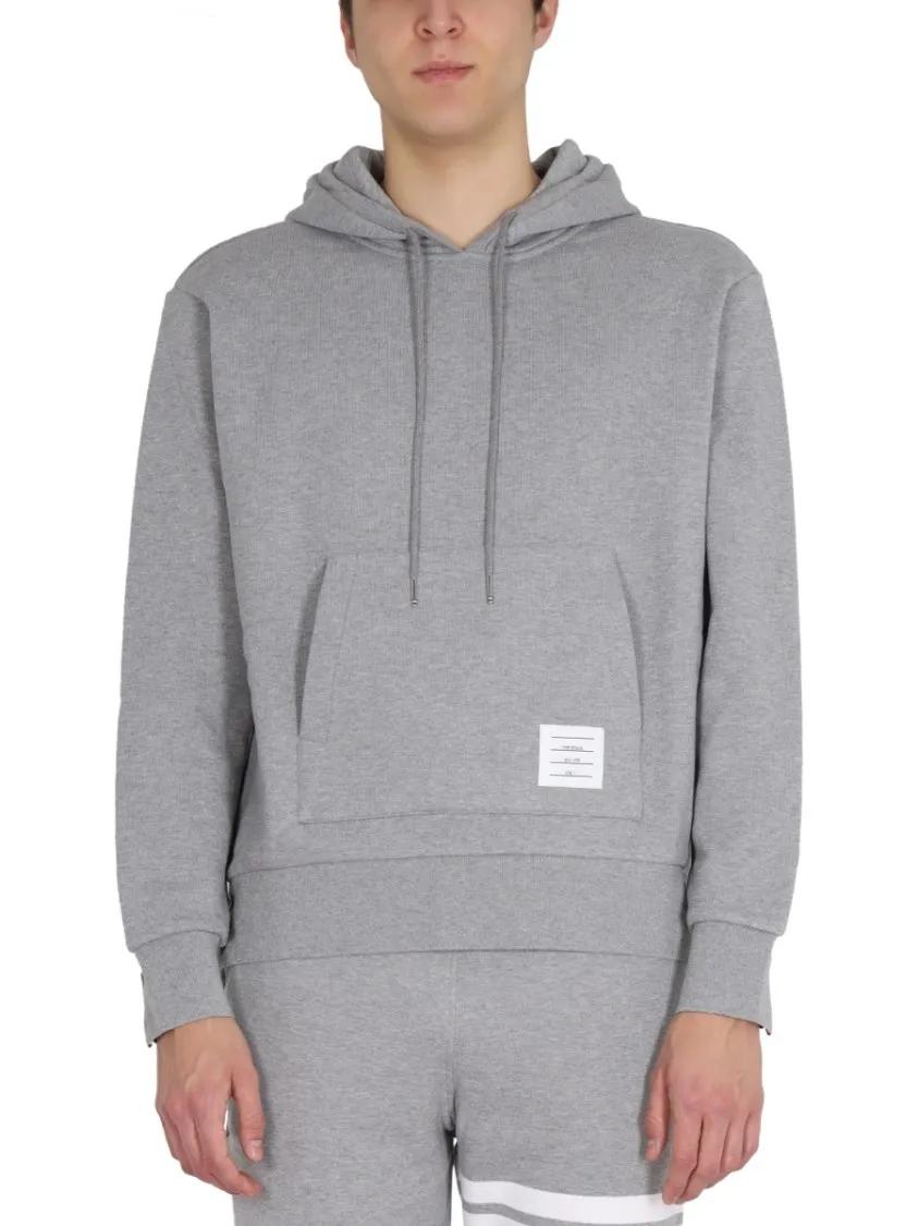 Thumbnail - Thom Browne - Hooded Sweatshirt With Drawstring - Größe 1 - grau