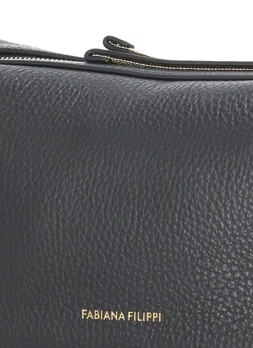 Fabiana Filippi Hobo bags Black Pebbled Letaher Bag in zwart