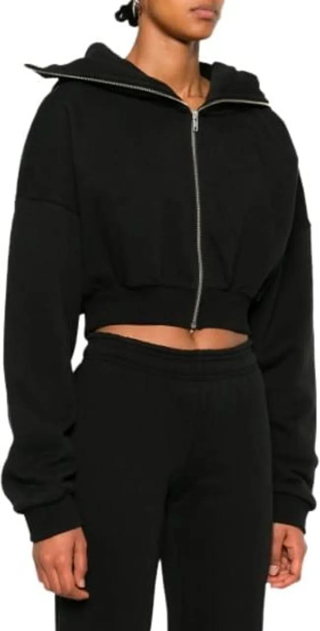 ENTIRE STUDIOS Cropped Full Zip Soot schwarz | Sweatshirt