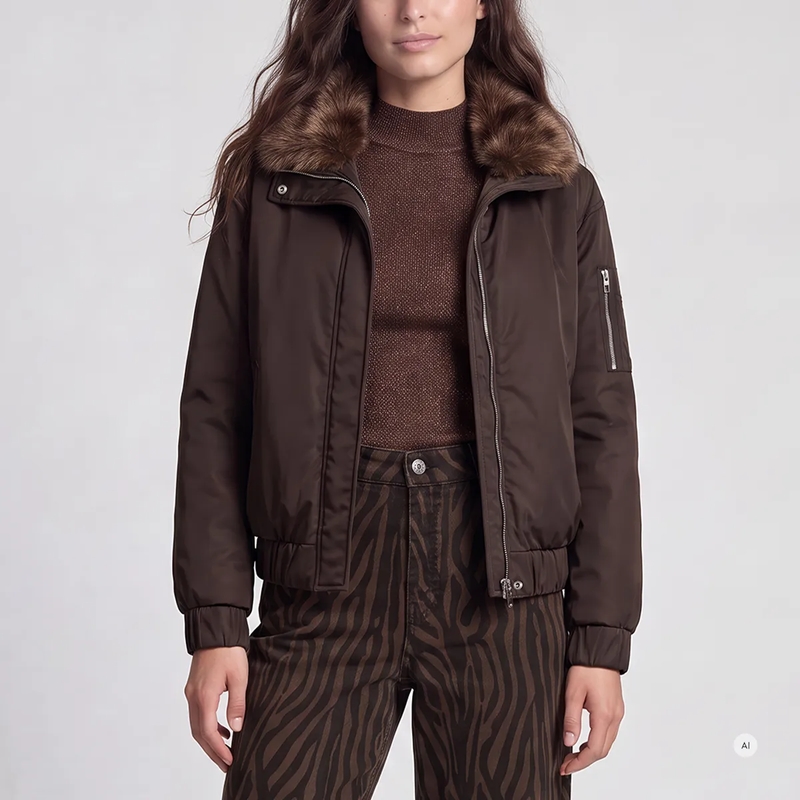 Marc Aurel Bomberjacke Bomberjacke- Leistentaschen- angesetzes Bündche braun(Image 3)