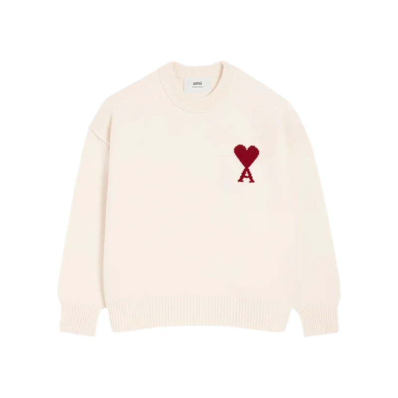 AMI Paris  Ami De Coeur Sweatshirt 154 OFF WHITE/RED