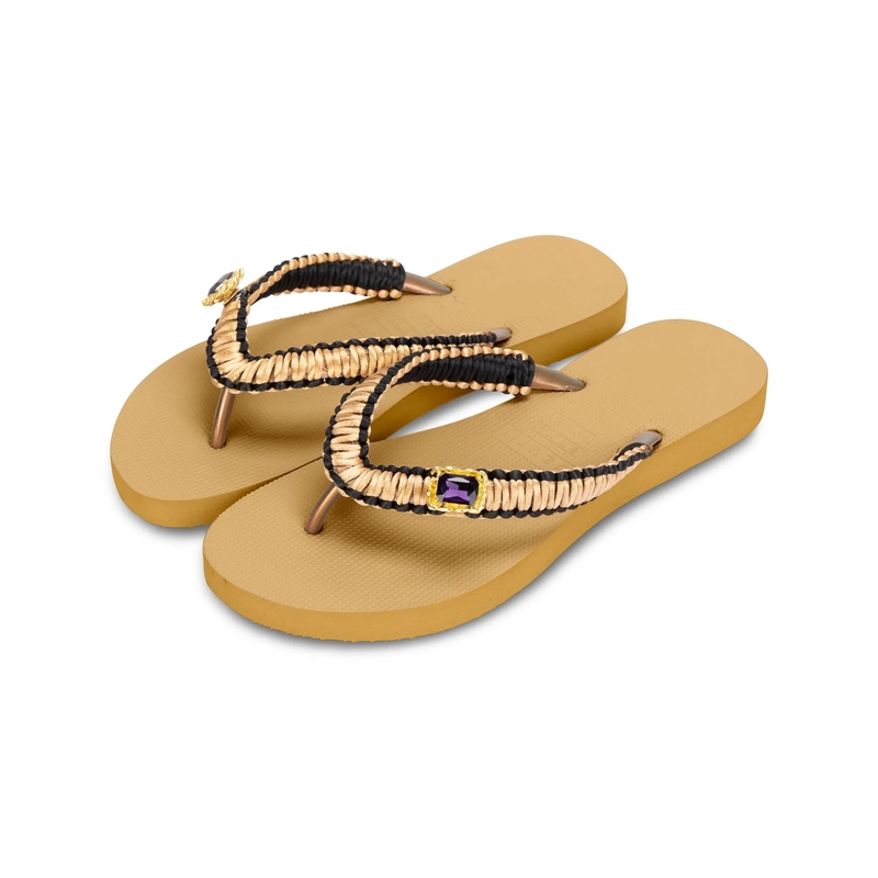 UZURII Flip Flops Zehentrenner Gold Macrame Switch gelb(Image 2)