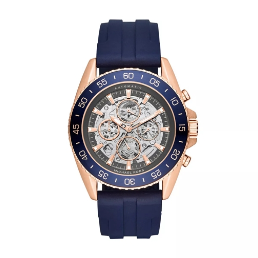 Michael Kors MK9025 JetMaster Silicone Watch Navy/Rose-Tone Chronograaf