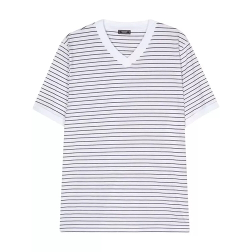 Peserico V-Neck Striped T-Shirt White 
