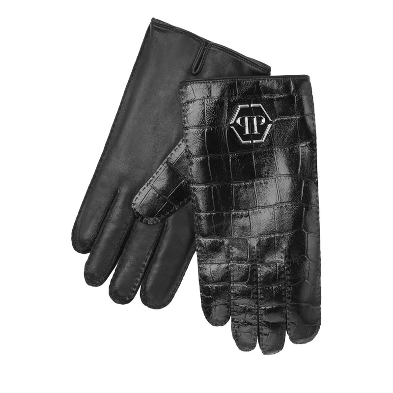 Philipp Plein Handschuhe Handschuhe Hexagon Crocco Print schwarz(Image 2)