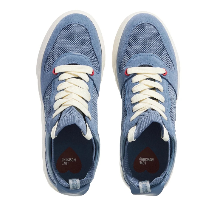 LOVE MOSCHINO グリッター青 スニーカー 36 Love Moschino colour-block logo-print Sneakers | White